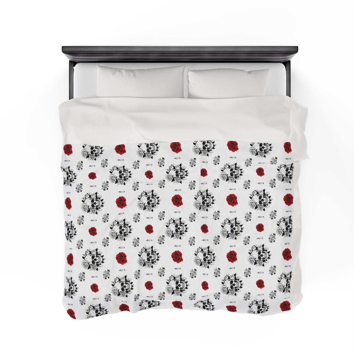 Skull & Roses Velveteen Plush Blanket