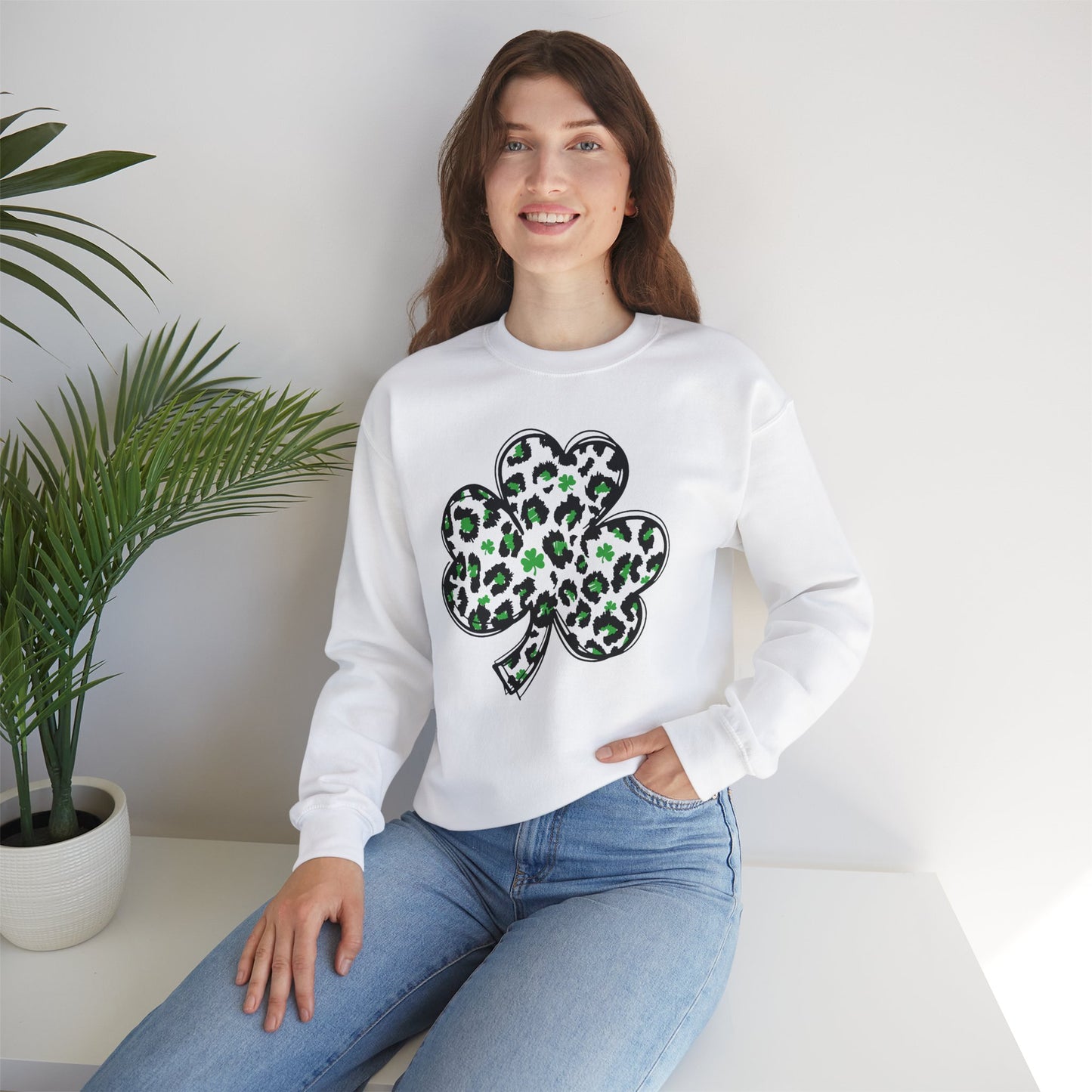 Leopard Clover Crewneck Sweatshirt