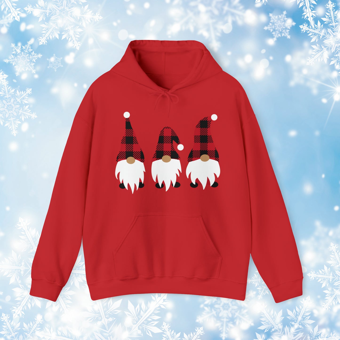 Buffalo Plaid Gnome Hooded Sweatshirt