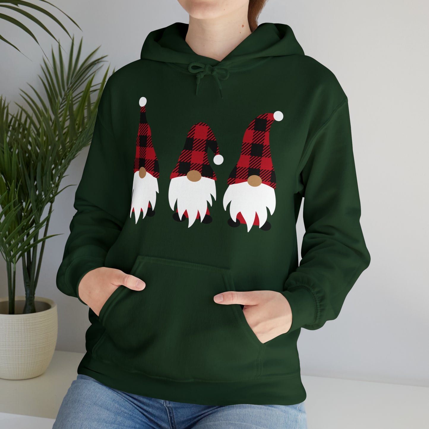 Buffalo Plaid Gnome Hooded Sweatshirt