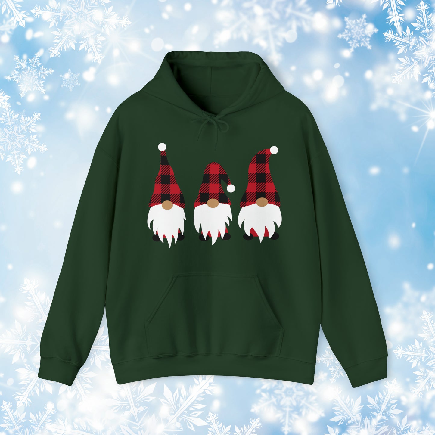 Buffalo Plaid Gnome Hooded Sweatshirt