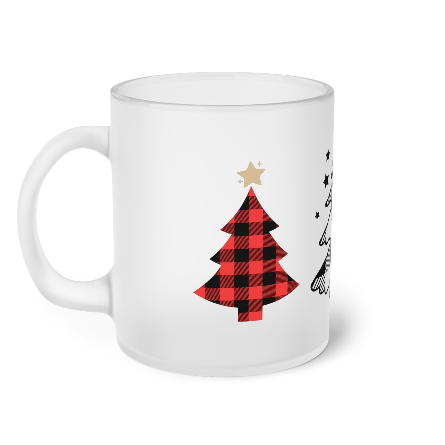 Buffalo Plaid Christmas Tree Frosted Glass Mug