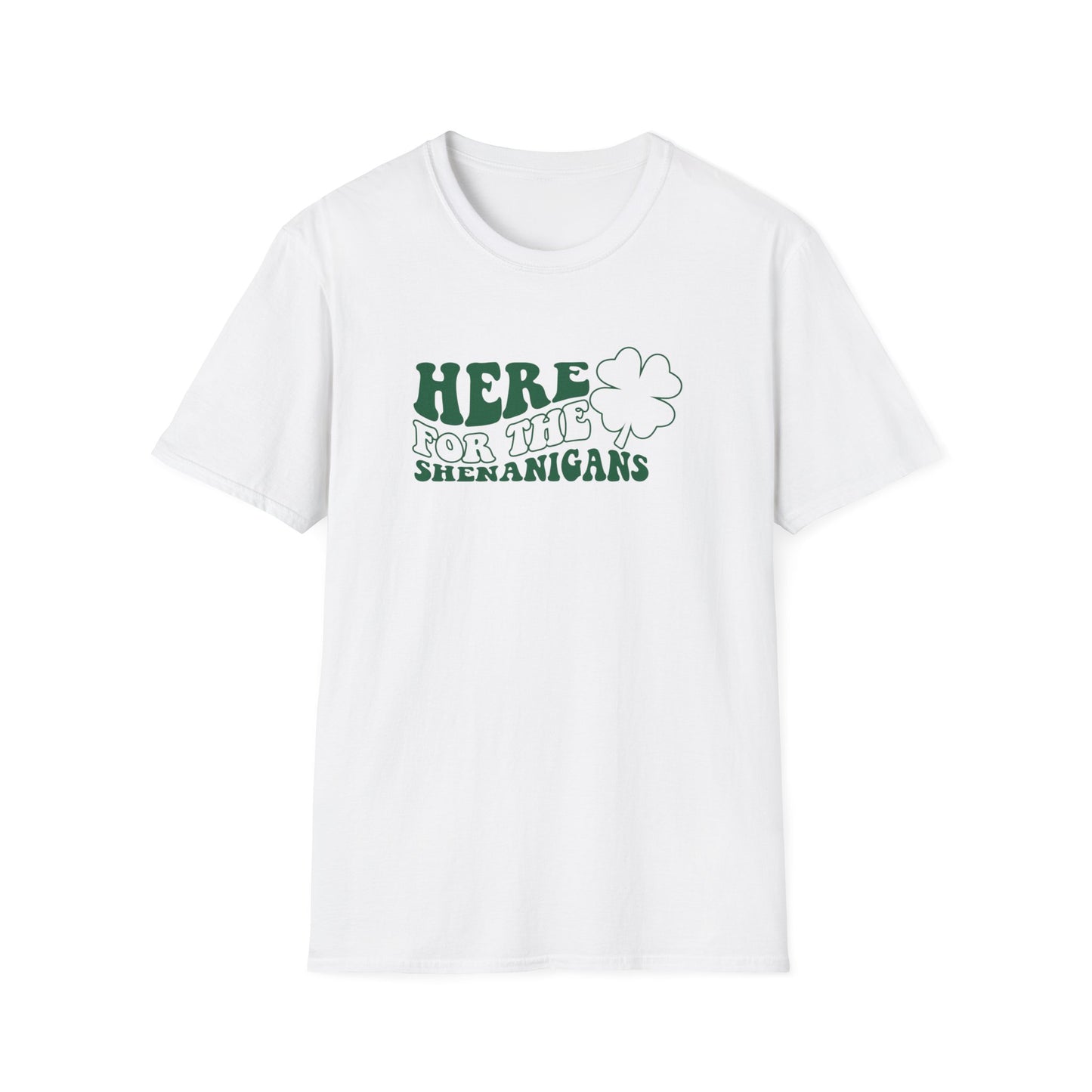 Here for the Shenanigans Unisex Softstyle T-Shirt