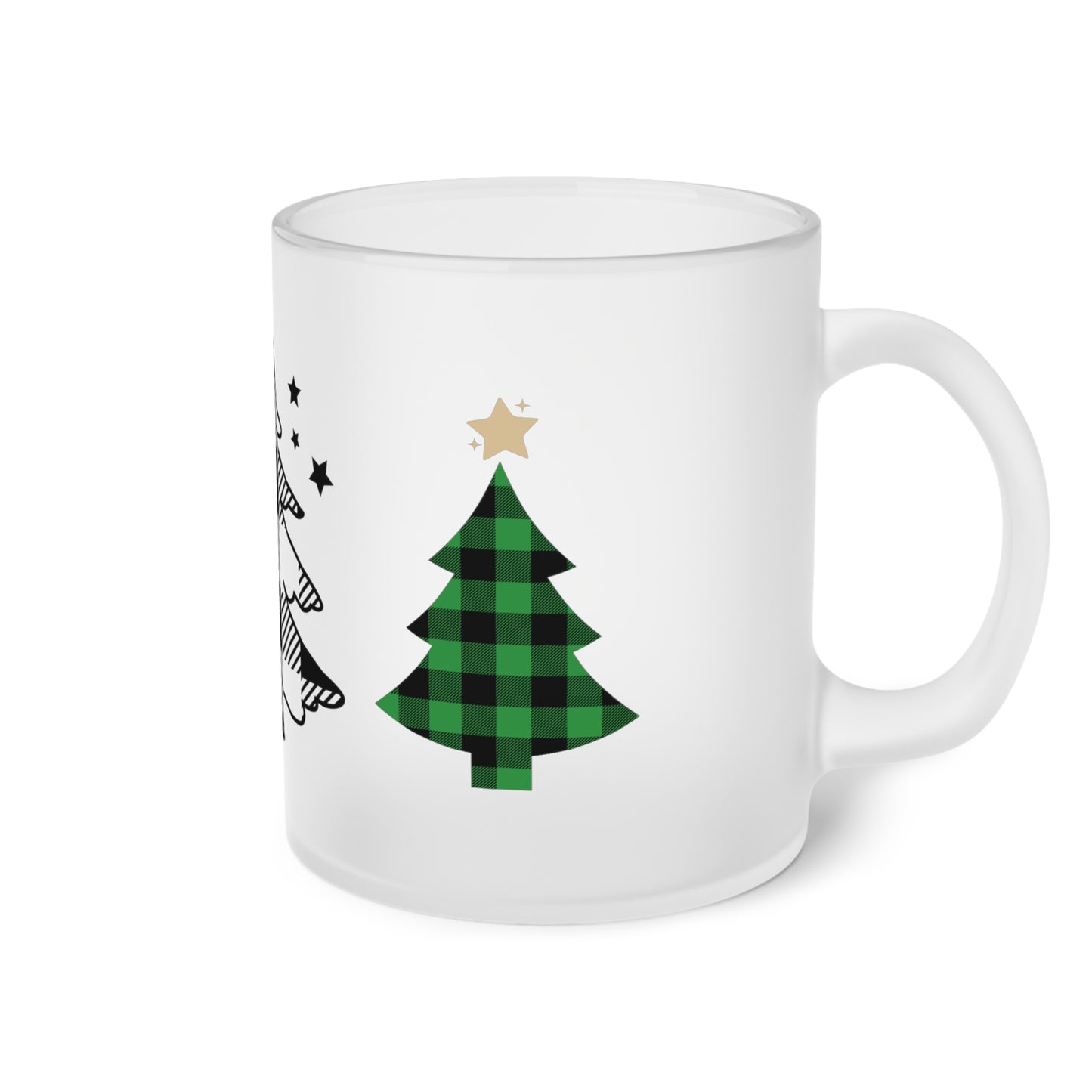 Buffalo Plaid Christmas Tree Frosted Glass Mug