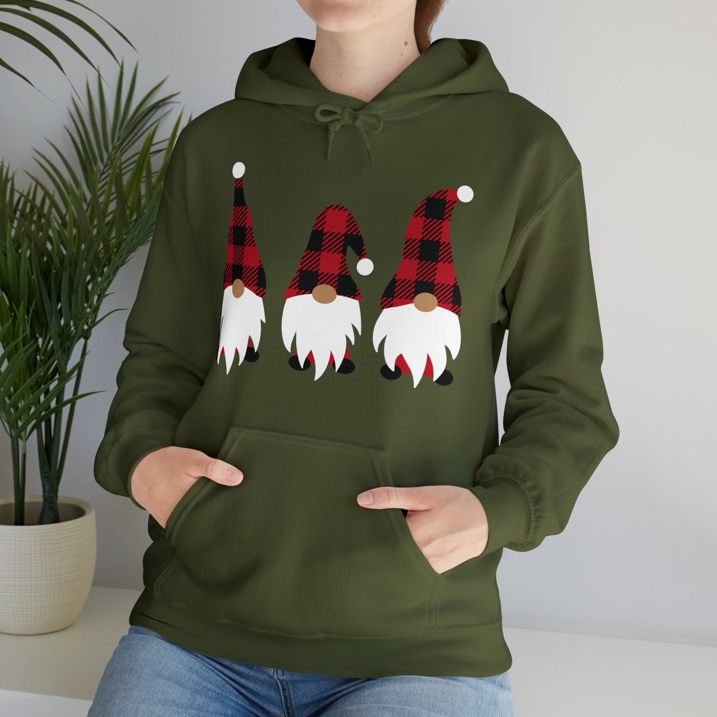 Buffalo Plaid Gnome Hooded Sweatshirt