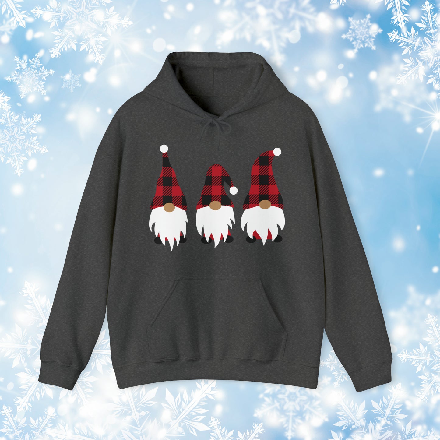 Buffalo Plaid Gnome Hooded Sweatshirt