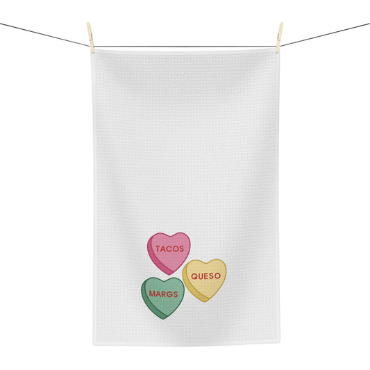 Candy Hearts Microfiber Tea Towel