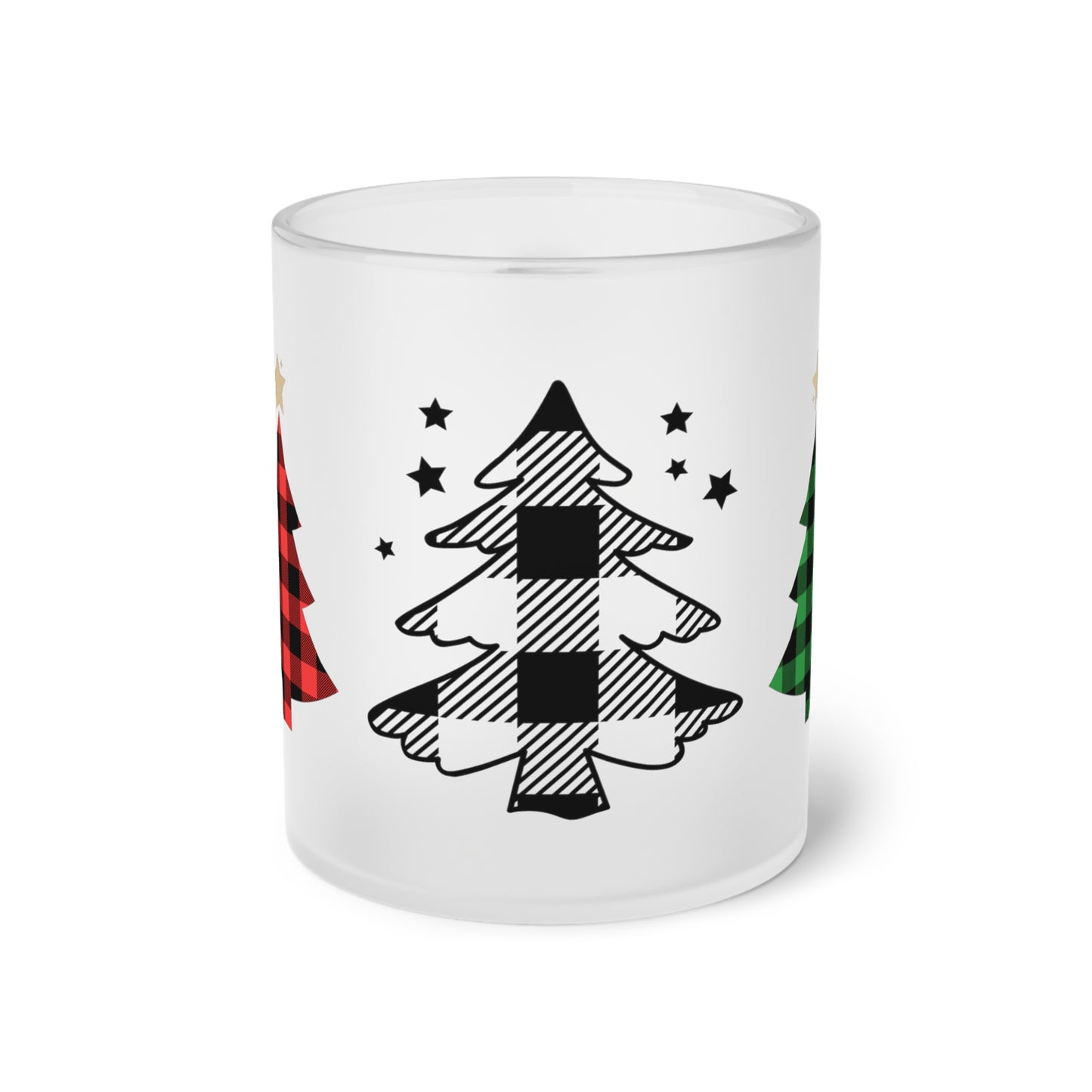 Buffalo Plaid Christmas Tree Frosted Glass Mug