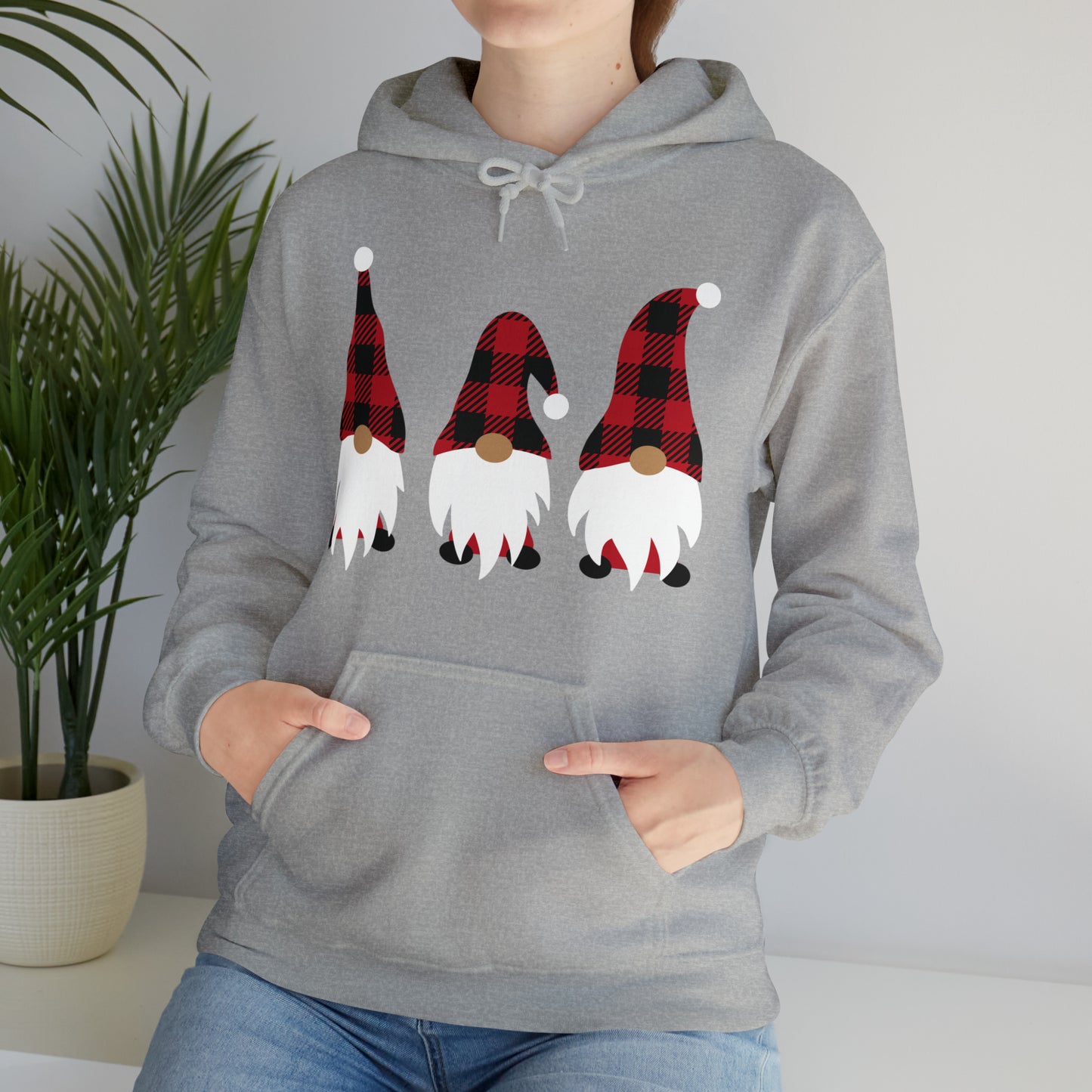 Buffalo Plaid Gnome Hooded Sweatshirt